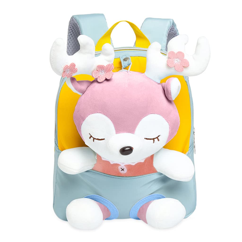 GUSTAVE Plush Bag with Cartoon Elk Stuffed Toy Detachable Cartoon Baby Backpack for Toddler Gift,Kids,Girls & Boys,2 to 3 Years Old Kid 22 by 26cm GUSTAVE Plush Bag with Cartoon Elk Stuffed Toy Detachable Cartoon Baby Backpack for Toddler Gift,Kids,Girls & Boys,2 to 3 Years Old Kid 22 by 26cm